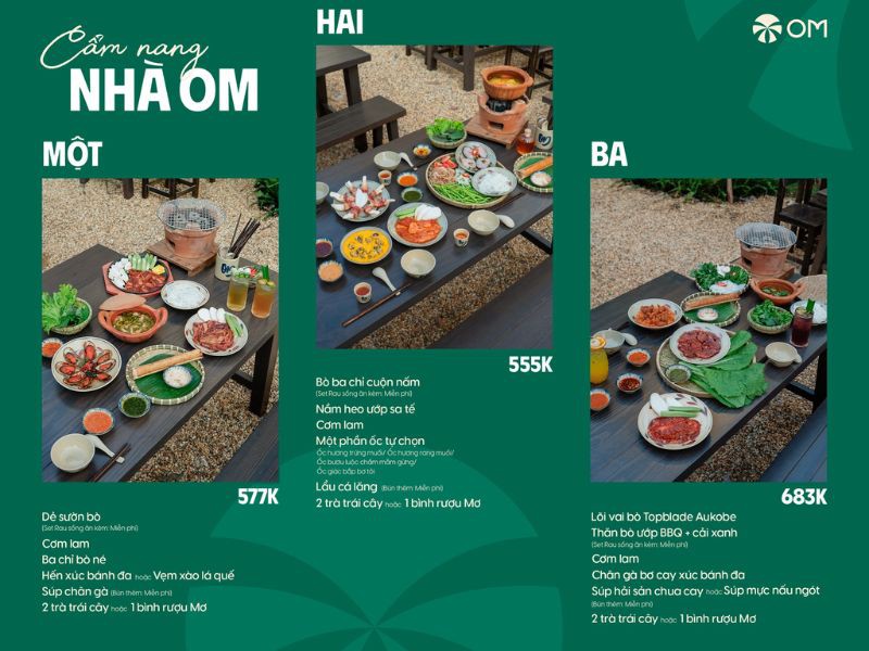 Combo món ăn hấp dẫn tại Om Nướng