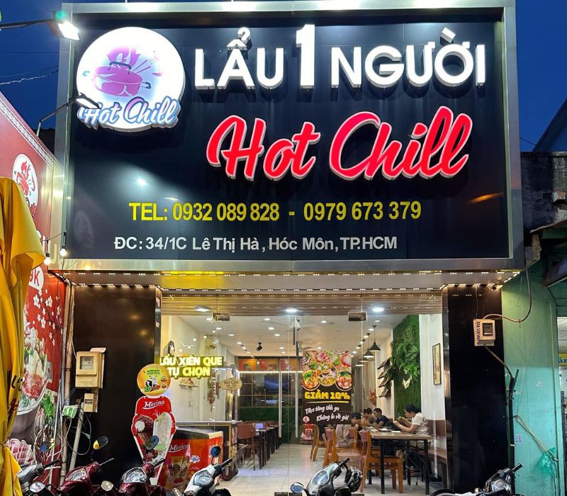 Quán Lẩu Hot Chill với đa dạng lựa chọn lẩu mini.